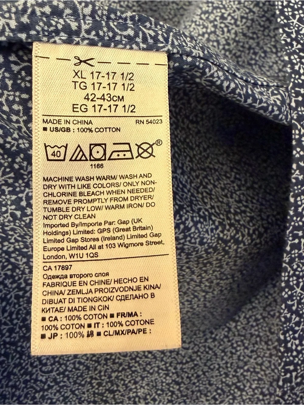 Banana Republic Navy Blue Micro-Print Long Sleeve Button-Up Shirt